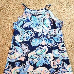 Lilly Pulitzer Girls Mini Billie Dress in Hightide Navy Holy Flockamolie